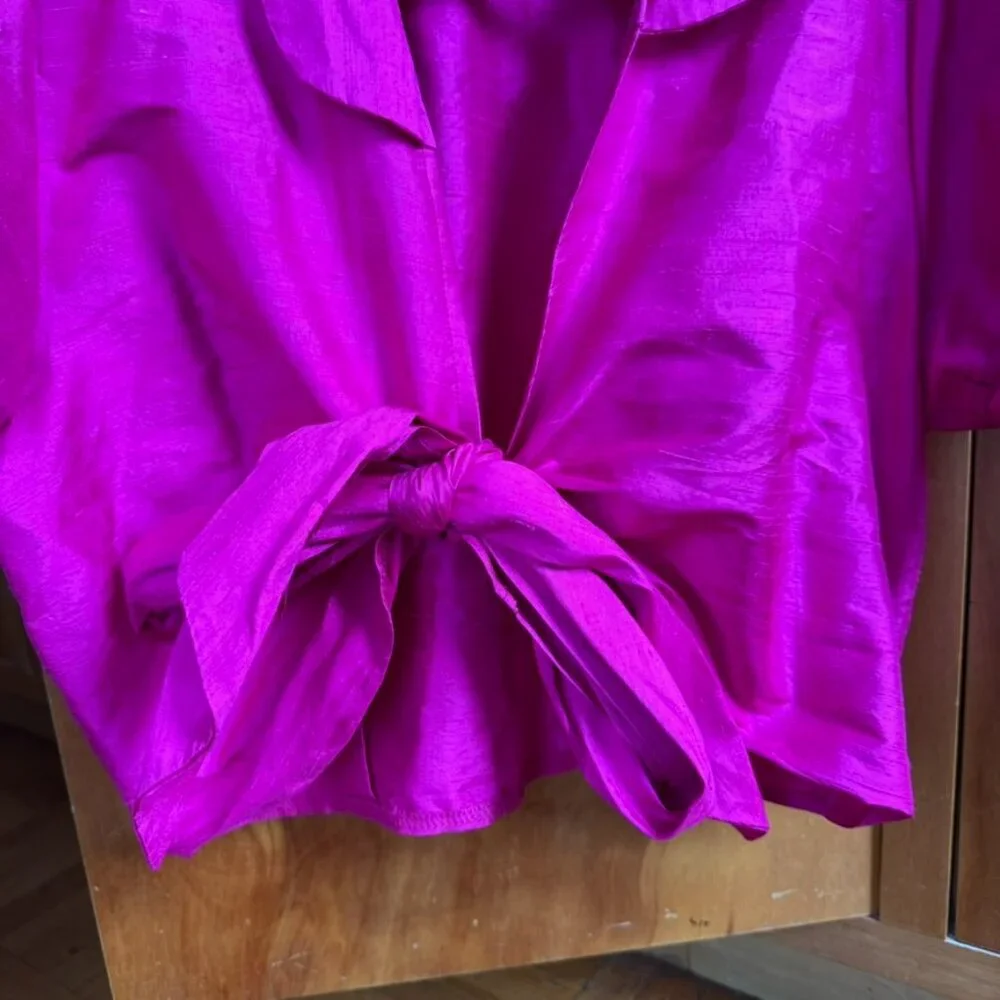 Maison Cleo Ruched Silk wrap top No Scrunchie (sz 38) - Picture 3 of 12